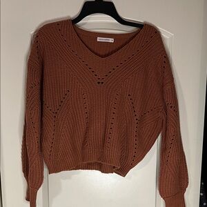 moon & madison Rust V-Neck Sweater